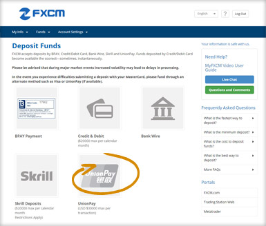 FXCM - Deposit with Union Pay