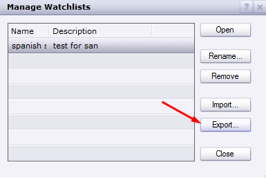 This is an image of how to export Watchlists in Trading Station