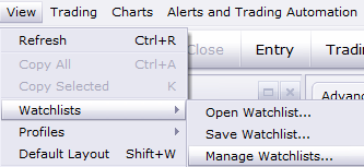 This is an image of how to manage Watchlists in Trading Station